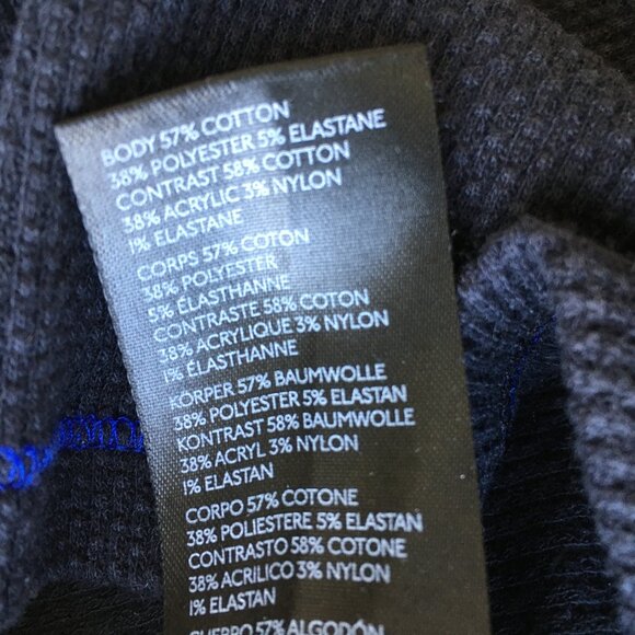 FREE PEOPLE Dark Blue Multicolor Knit Sleeve Insert Rounded Hem Textured Shirt - Picture 3 of 12